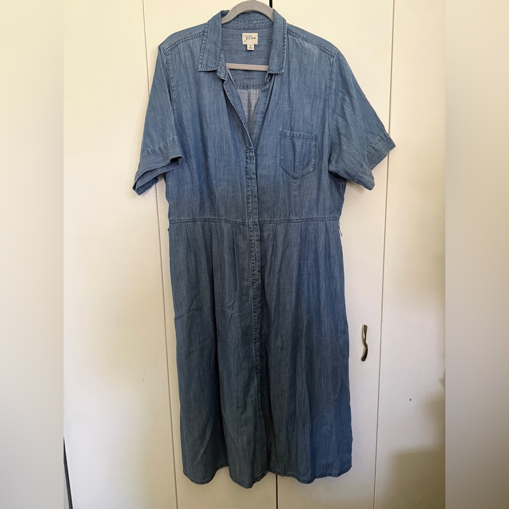 J. Crew Light Blue Denim Button-Front Midi Dress